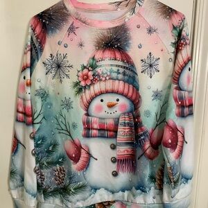 Festive Winter Snowman Long Sleeve Shirt size medium